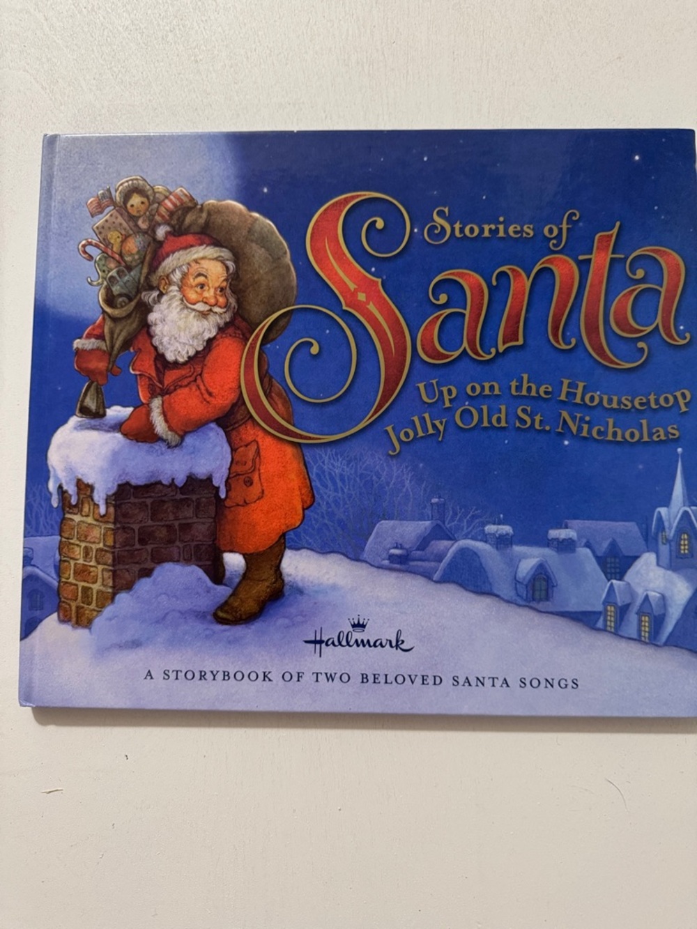 Classic Hallmark Santa Storybook - Red Coat with Blue Night Scene